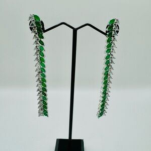 3” inch long Partywear CZ Earrings